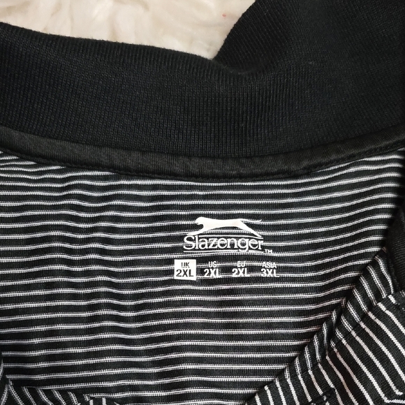 Slazenger Black and White Striped Polo Shirt - Picture 2 of 3